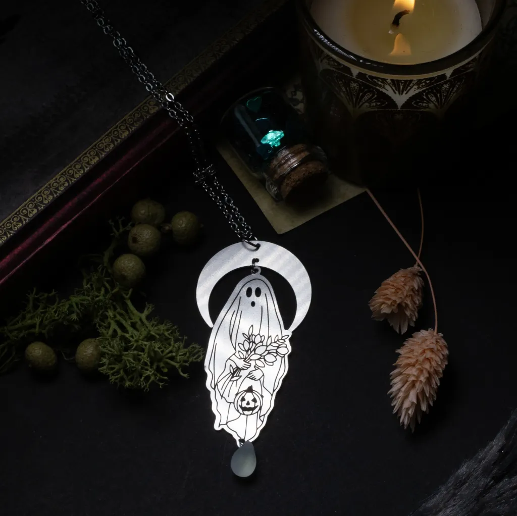 [1003] collier pendentif fantôme en acier inoxydable