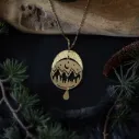Collier pendentif montagne et lune en laiton