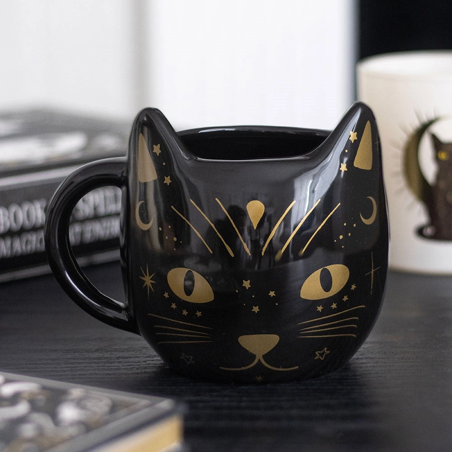 Mug à tête de chat noir