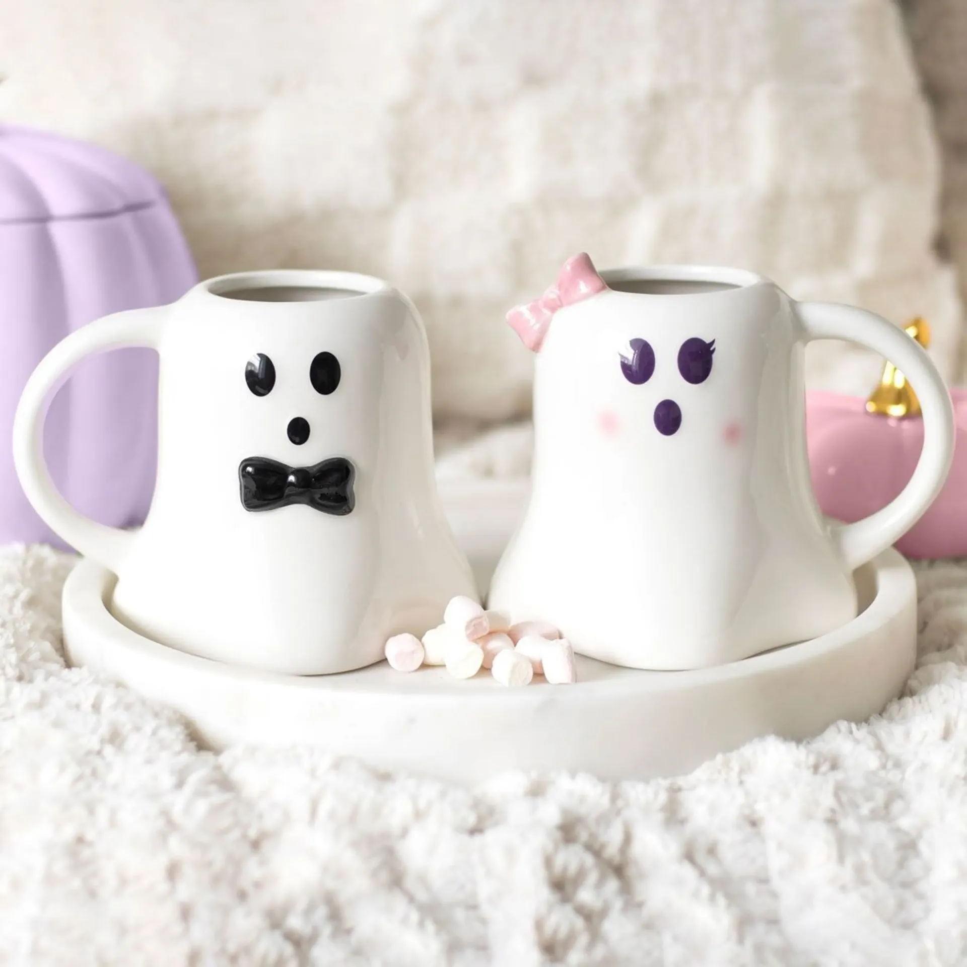 Ensemble de mugs Halloween en forme de fantômes Mr et Mrs Boo