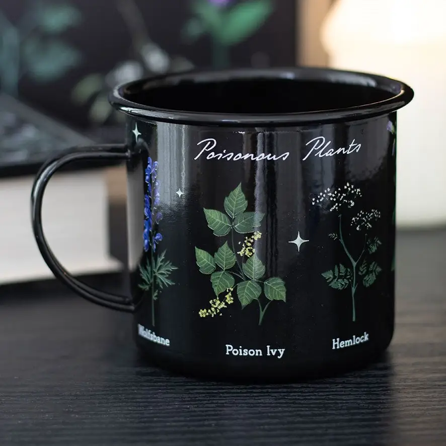 [3012] Tasse émaillée gothique avec plantes toxiques