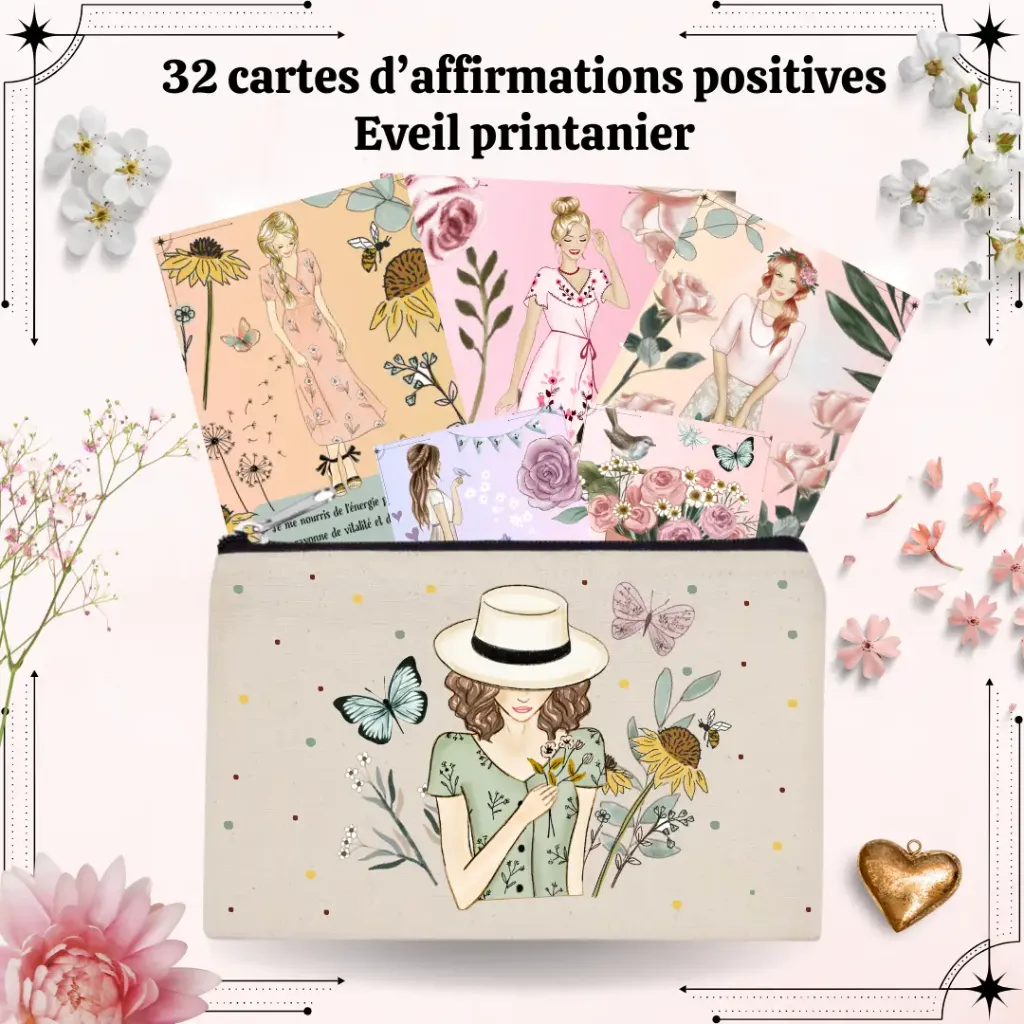 [107] Jeu de 32 Cartes d’Affirmations Positives – Éveil Printanier